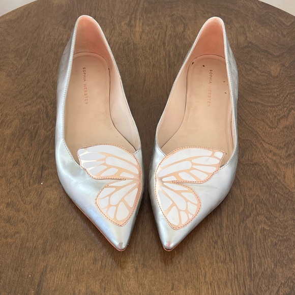 Sophia Webster Silver and Golf Mariposa Flats Women\'s Shoes 8